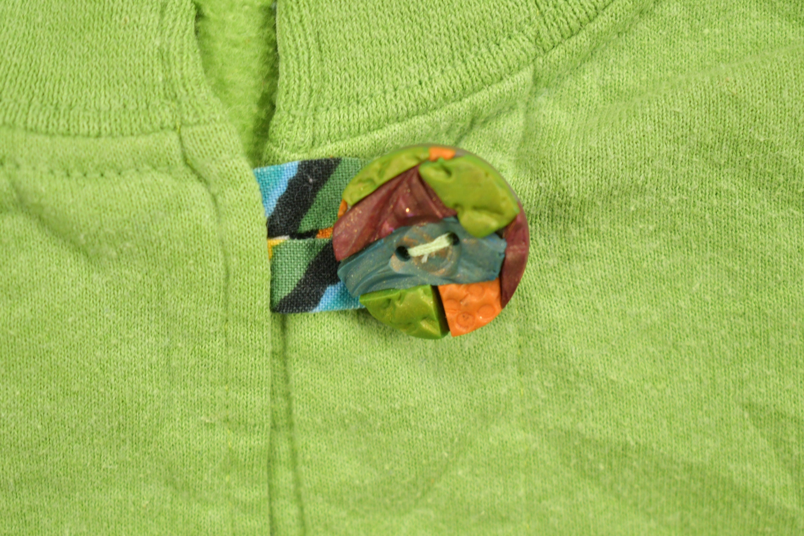 Vintage 1990s Abstract Green Embroidered Cardigan Sweater
