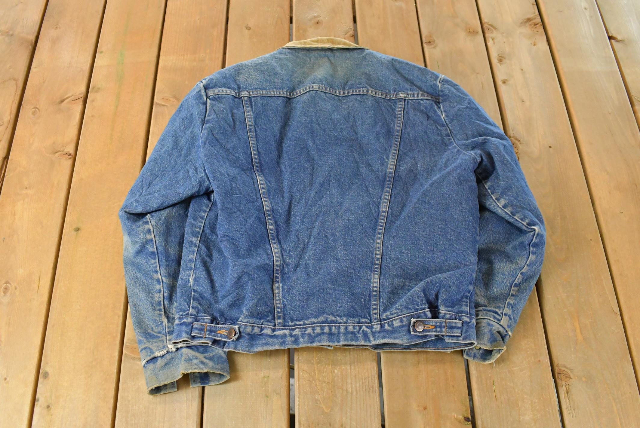 Vintage 1980s Wrangler Western Wear Blanket Lined Denim Jean Jacket Men's M