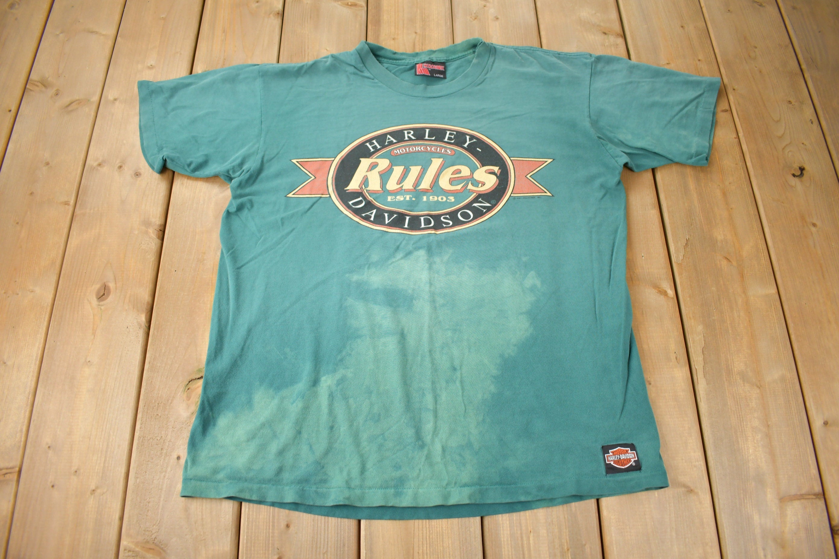 Vintage 1991 Harley Davidson Cape Cod MA Single Stitch Graphic T-Shirt Made In USA