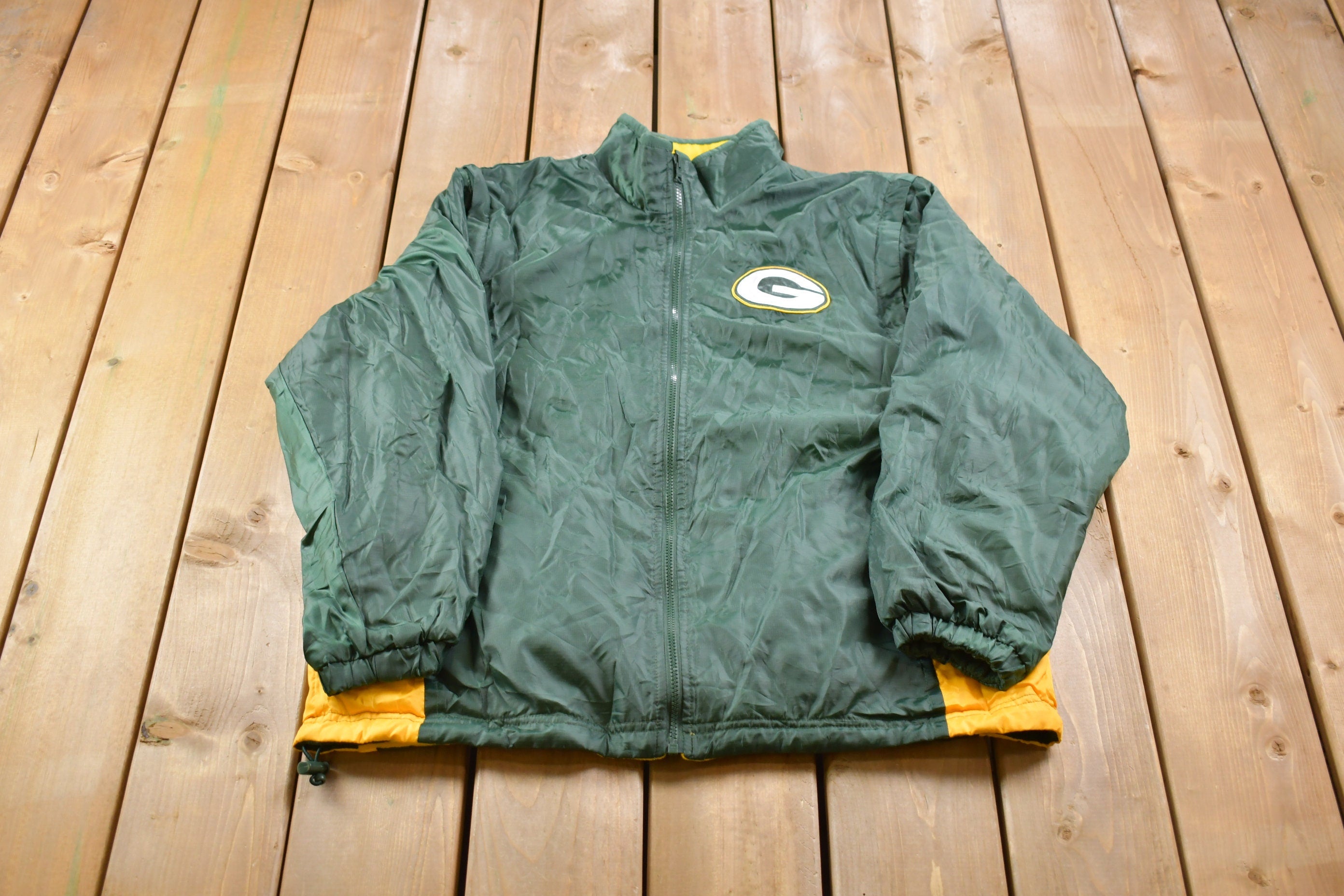 Vintage 1990s Green Bay Packers Logo Fleece Lined Convertible Jacket