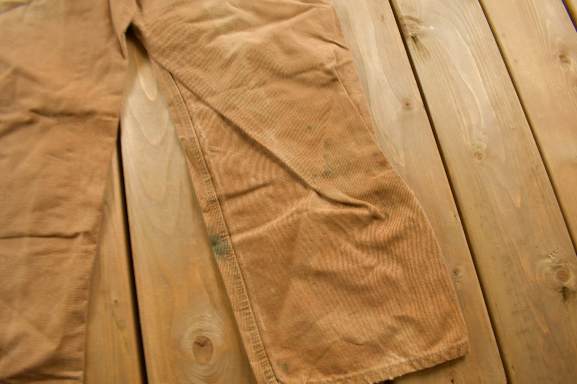 Vintage 1980s Carhartt Beige Canvas Double Knee Overalls Size 40 x 26