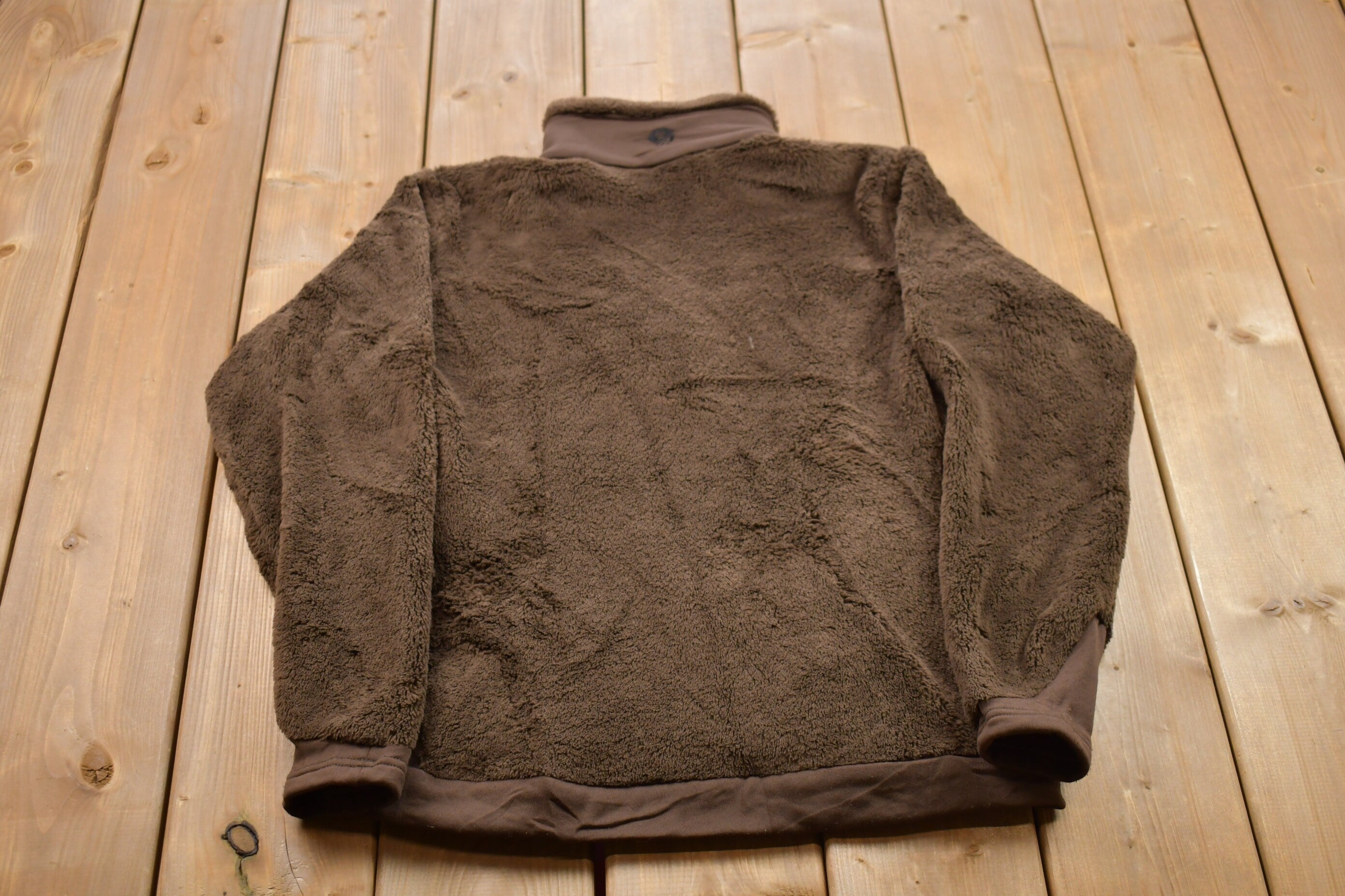 Vintage 1990s Brown Polartec Thermal Mountain Hard Wear Zip Fleece Sweater