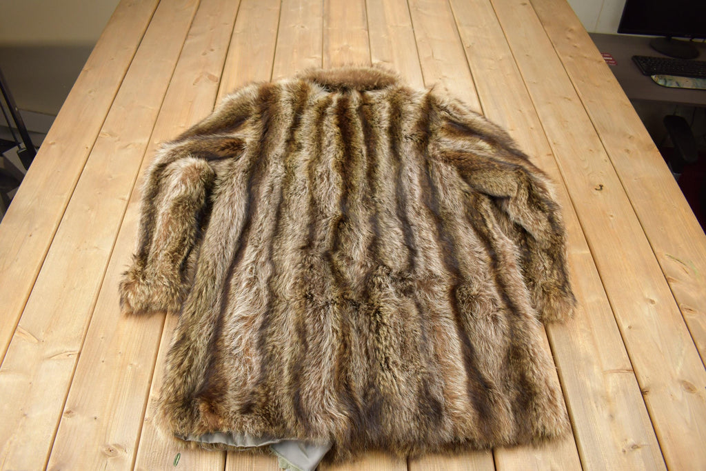 Vintage 1970s Brown Racoon Fur Coat