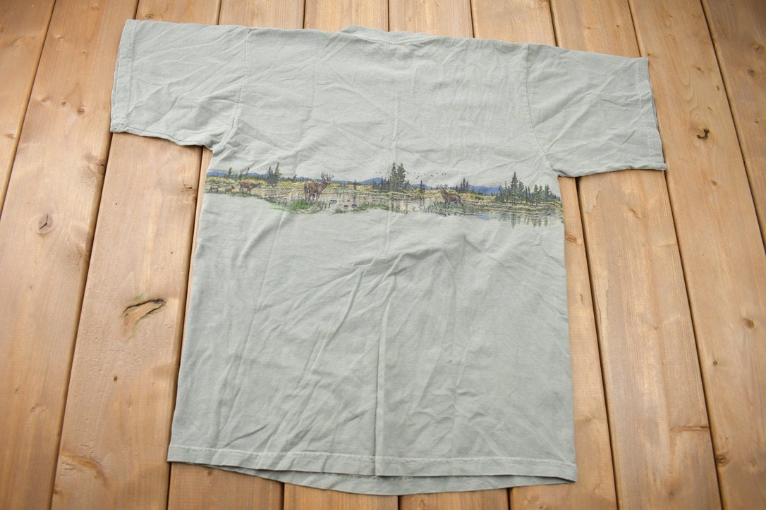 Vintage 1990s Houghton Lake Moose Nature Souvenir T Shirt