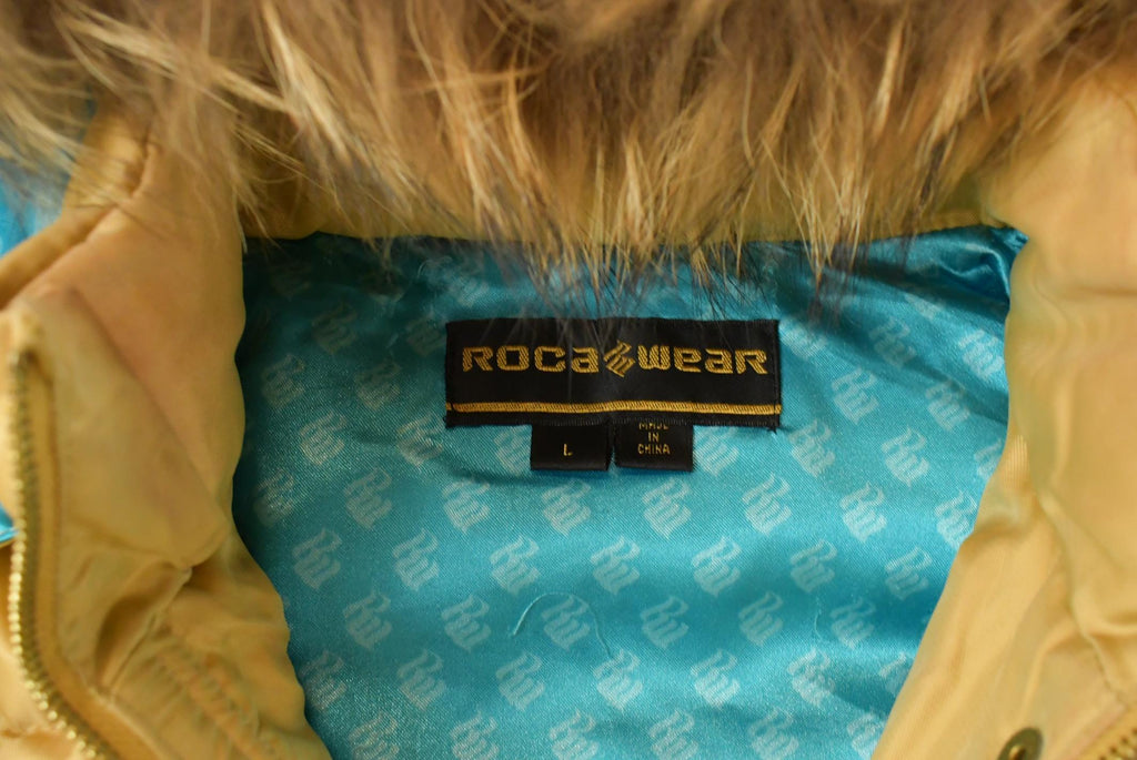 Vintage Y2K Rocawear Faux Fur Hooded Puffer Jacket Women's L