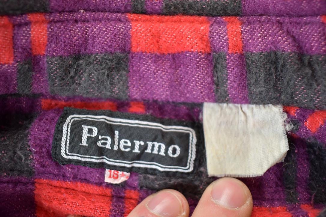 Vintage 1990's Palermo Plaid Button Up Western Shirt Made In USA