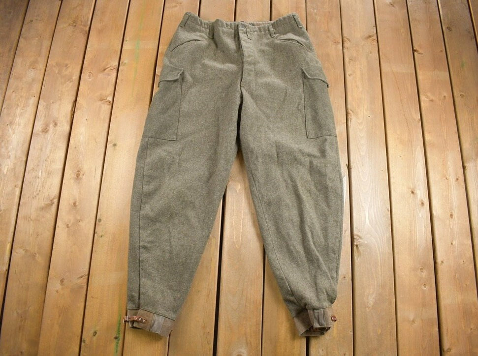 Vintage 1940s Swedish ACB Stockholm Military Wool Trousers Pants EUC Size 37 x 32 / Rare / Military Pants / Vintage Military Gear / WWII