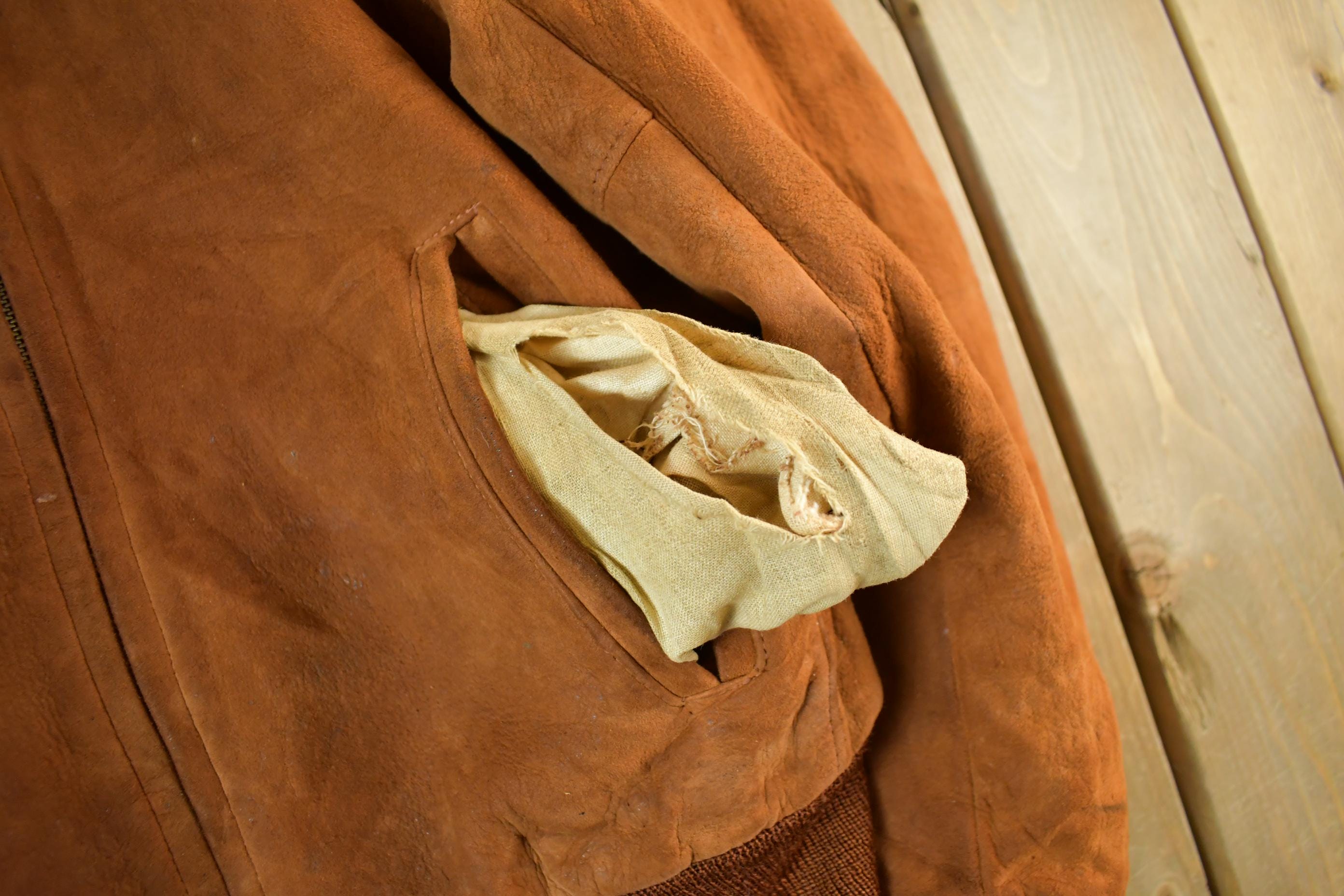 Vintage 1950s Suede Leather Bomber Jacket Adult Small