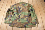 Vintage 1992 Military Woodland Camo Button Up Combat Jacket Size Medium Regular