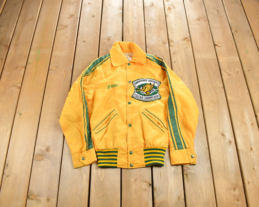 Vintage 1980s Chiminade Wrestling Jacket / Snap Button / Streetwear / Patchwork / Made In Canada/ Embroidered