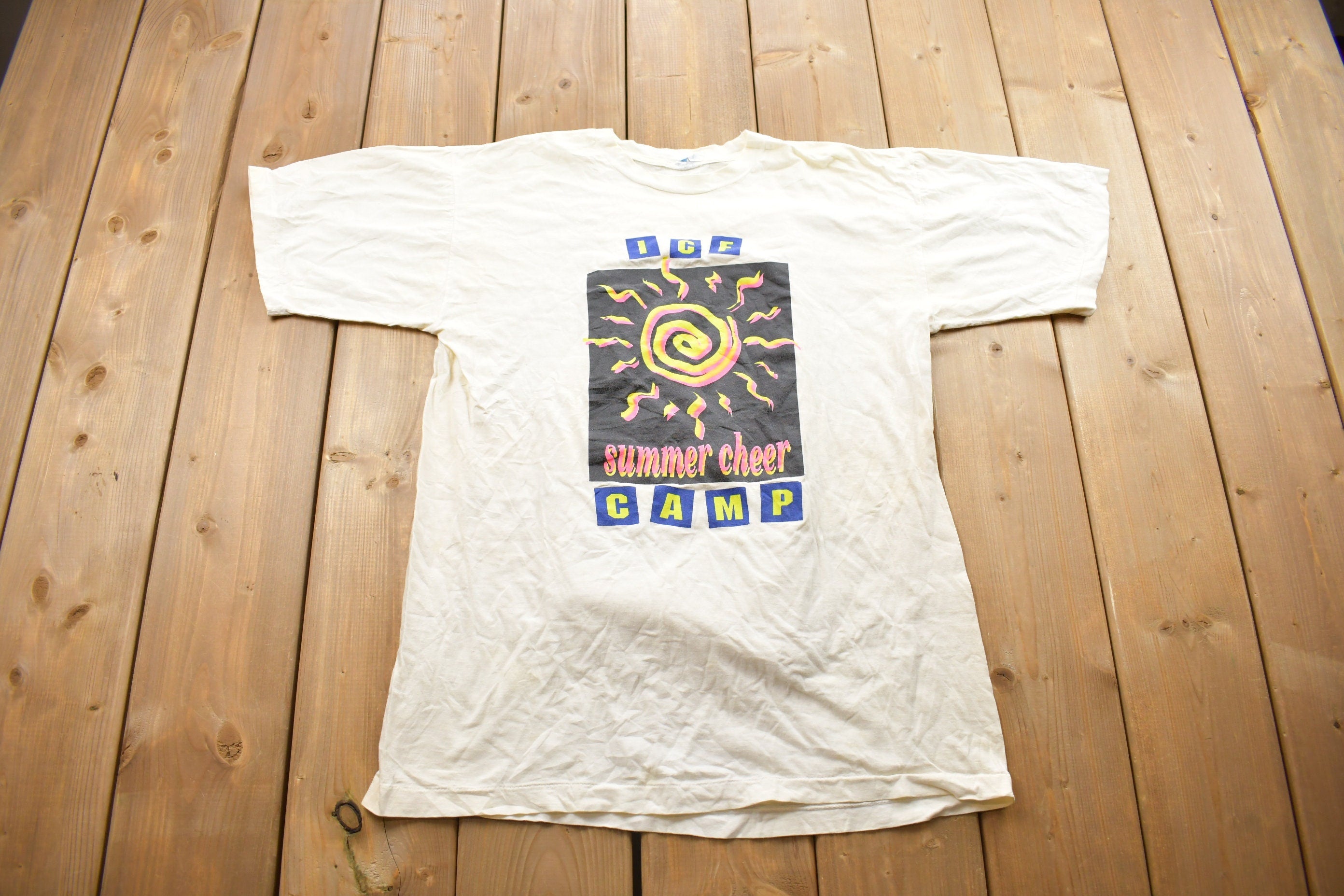 Vintage 1990s ICF Summer Cheer Camp Graphic T-Shirt