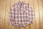 Vintage 1980s JC Penny Plain Pockets Plaid Button Up Shirt