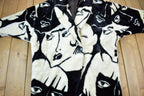 Vintage 1980s Donny Brook Abstract Art Face Graphic Over Coat