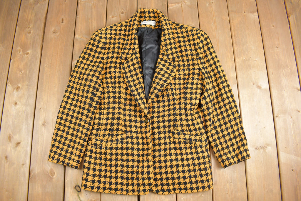 Vintage 1980s Randy Kemper Houndstooth Wool Blazer
