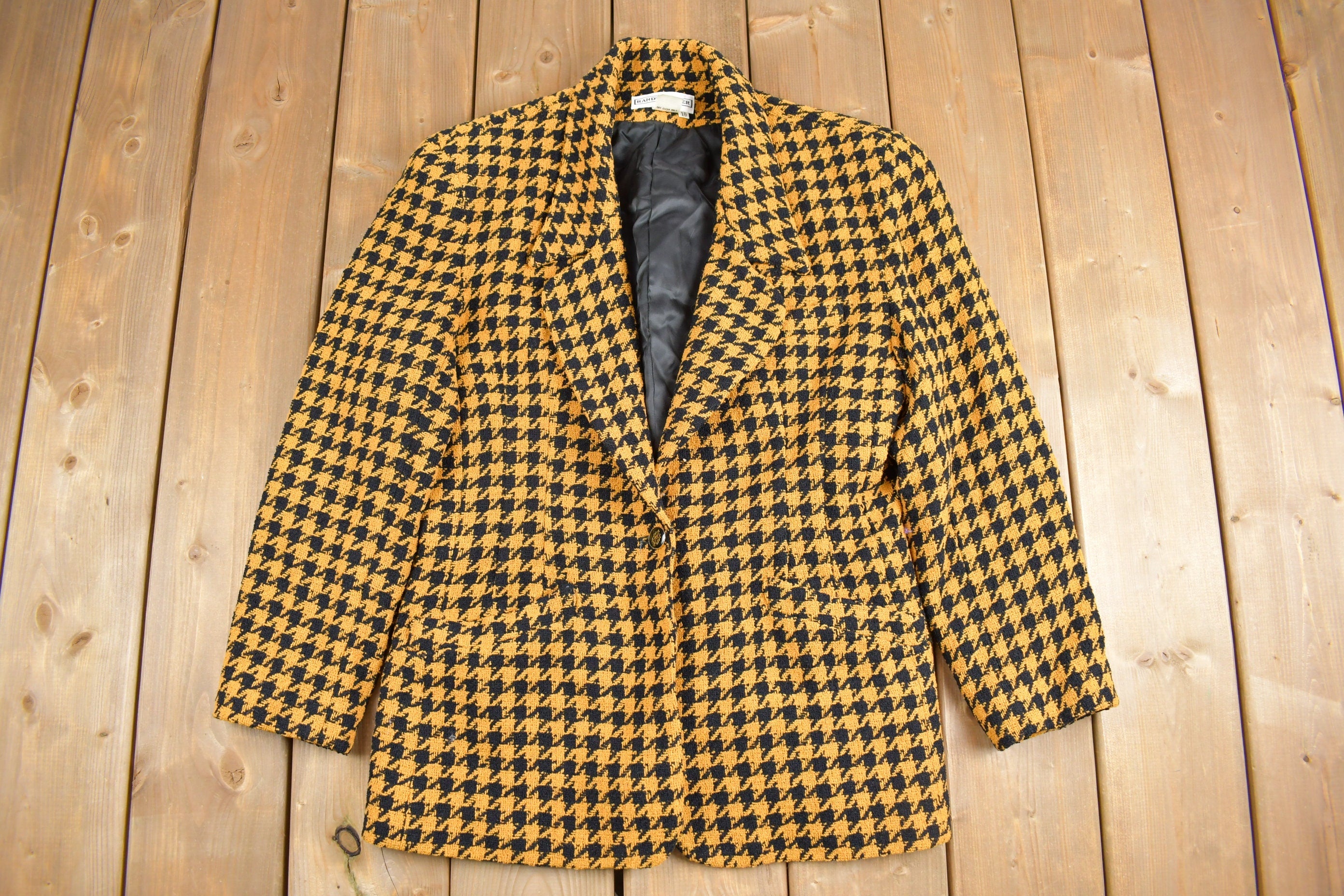 Vintage 1980s Randy Kemper Houndstooth Wool Blazer