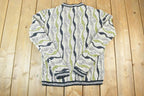 Vintage 1990s Coogi Made In Australia 3D knit 100% Cotton Abstract Pattern Crewneck Sweater