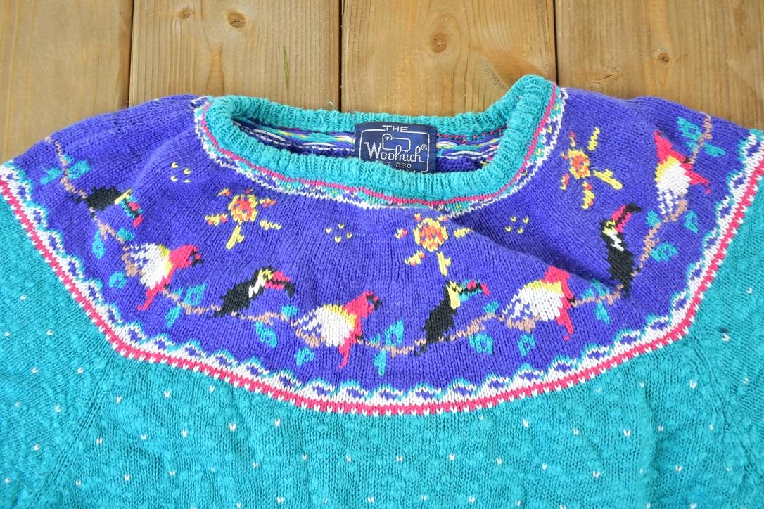 Vintage 1990s Woolrich Woman Knit Abstract Pattern Crewneck Sweater
