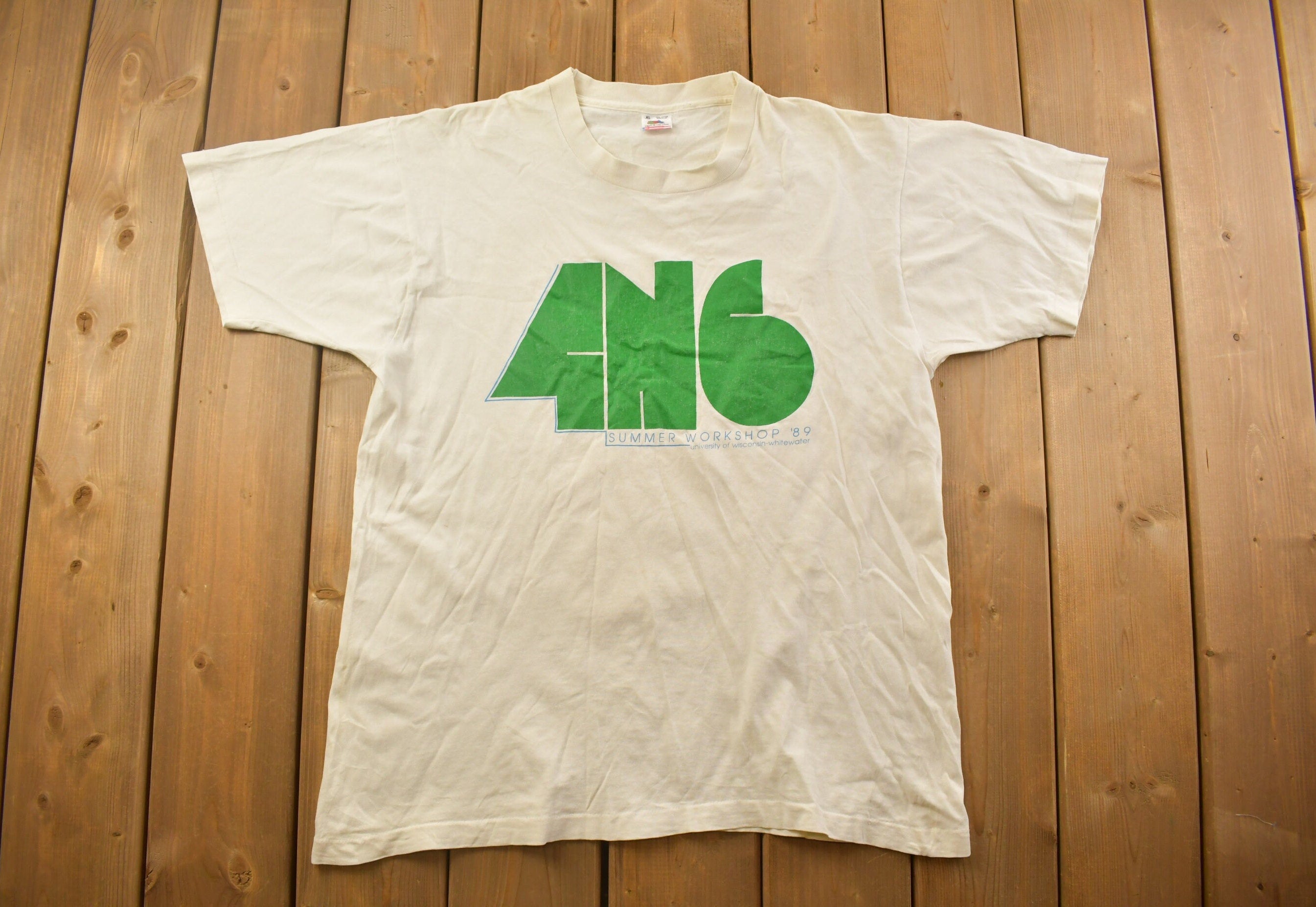 Vintage 1989 University Of Wisconsin-Whitewater Workshop Collegiate T-Shirt