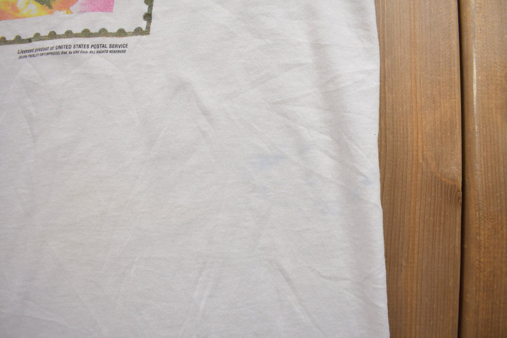 Vintage 1980s Elvis Memorial Postage Stamp Graphic screen Stars T Shirt