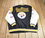 Vintage 2000s NFL Pittsburgh Steelers 6x Super Bowl Champion Embroidered Varsity Jacket Made In USA