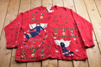 Vintage 1990s Quaker Factory Celestial Theme Knitted Button Up Sweater