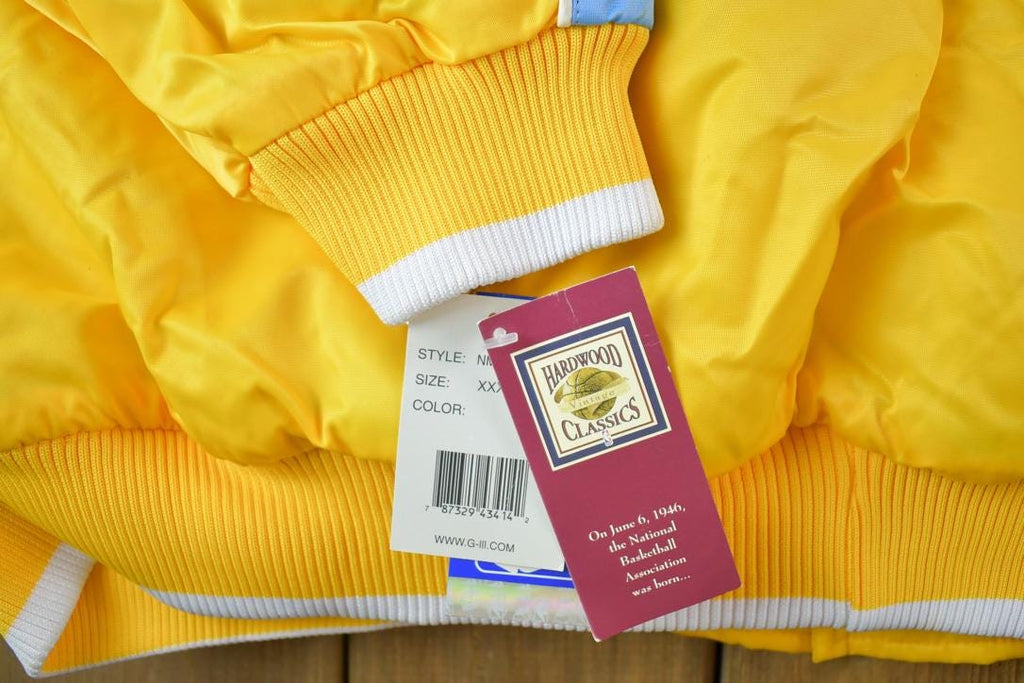 Vintage 1990s Deadstock NBA Hardwood Classics MPLS Minneapolis Lakers Satin Button Up Windbreaker Basketball Jacket