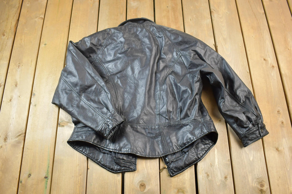 Vintage 1990s Wilsons Leather Biker Jacket Made In USA