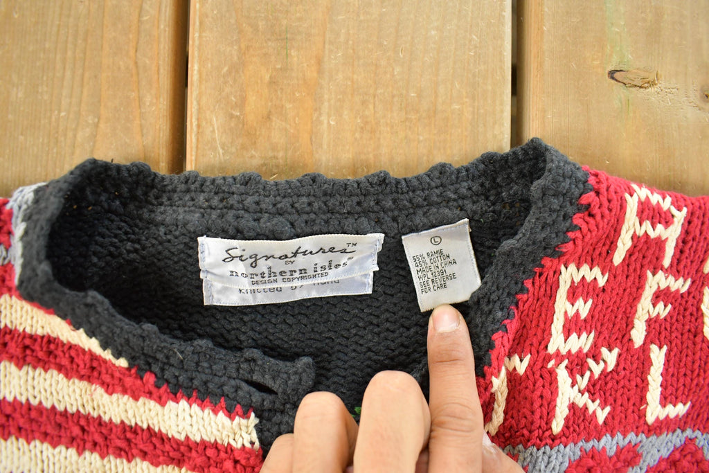 Vintage 1990s Signatures By Northern Isles Farm Hand Knit Cardigan Sweater Women's M