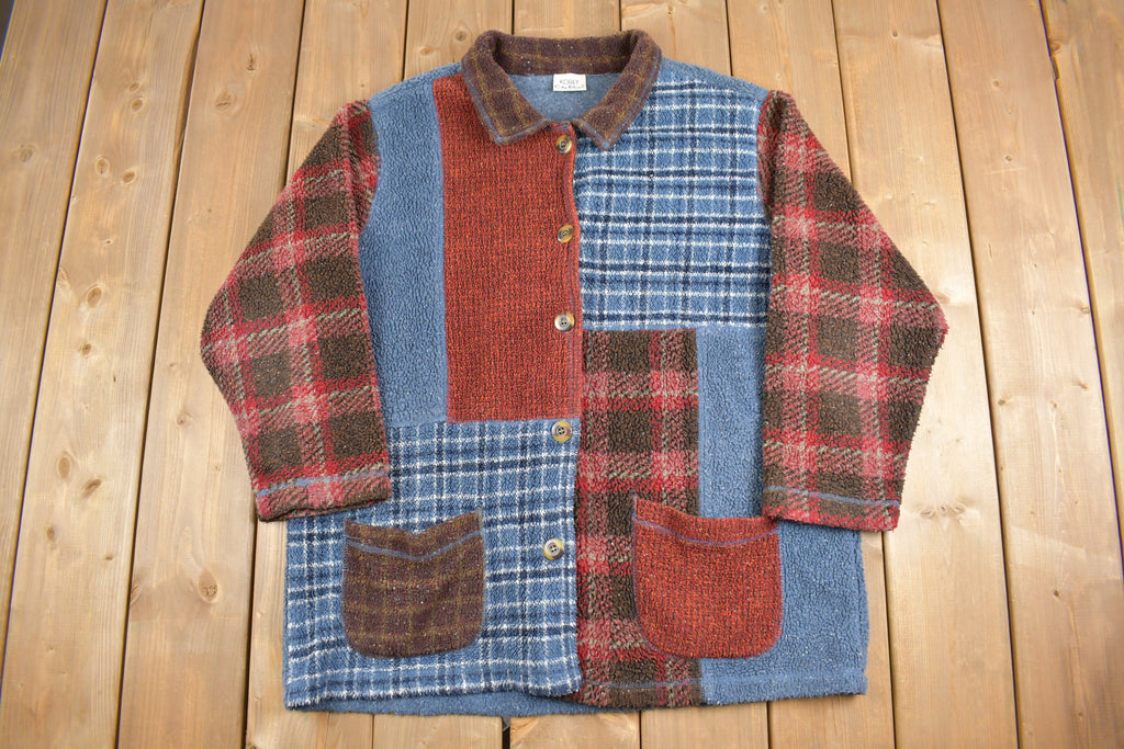 Vintage 1990s Koret City Blues Plaid Fleece Sweater