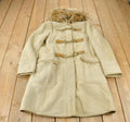Vintage 1990s Coach Authentic Leather Full Length Shearling Jacket With Fur Hood Size 8