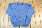 Vintage 1990s Van Heusen Cable Knit Perfect Mild Distress Cardigan Sweater Made In USA