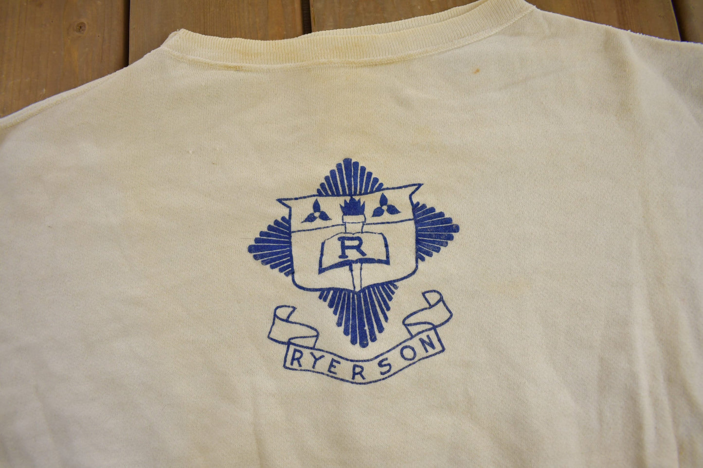 Vintage 1950s Collegiate Crewneck / True Vintage / Sportswear / White Crewneck / 50s Crewneck