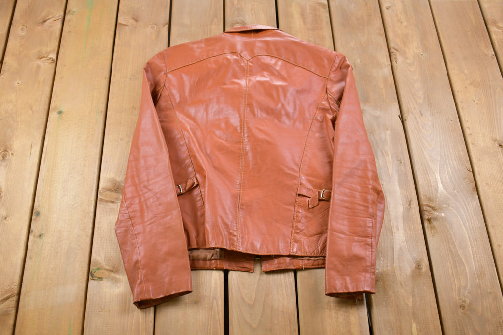 Vintage 1970s Chess King Leather Zip Up Jacket  Fall Outerwear  Leather Coat  Winter Outerwear  Streetwear Fashion  Brown Leather