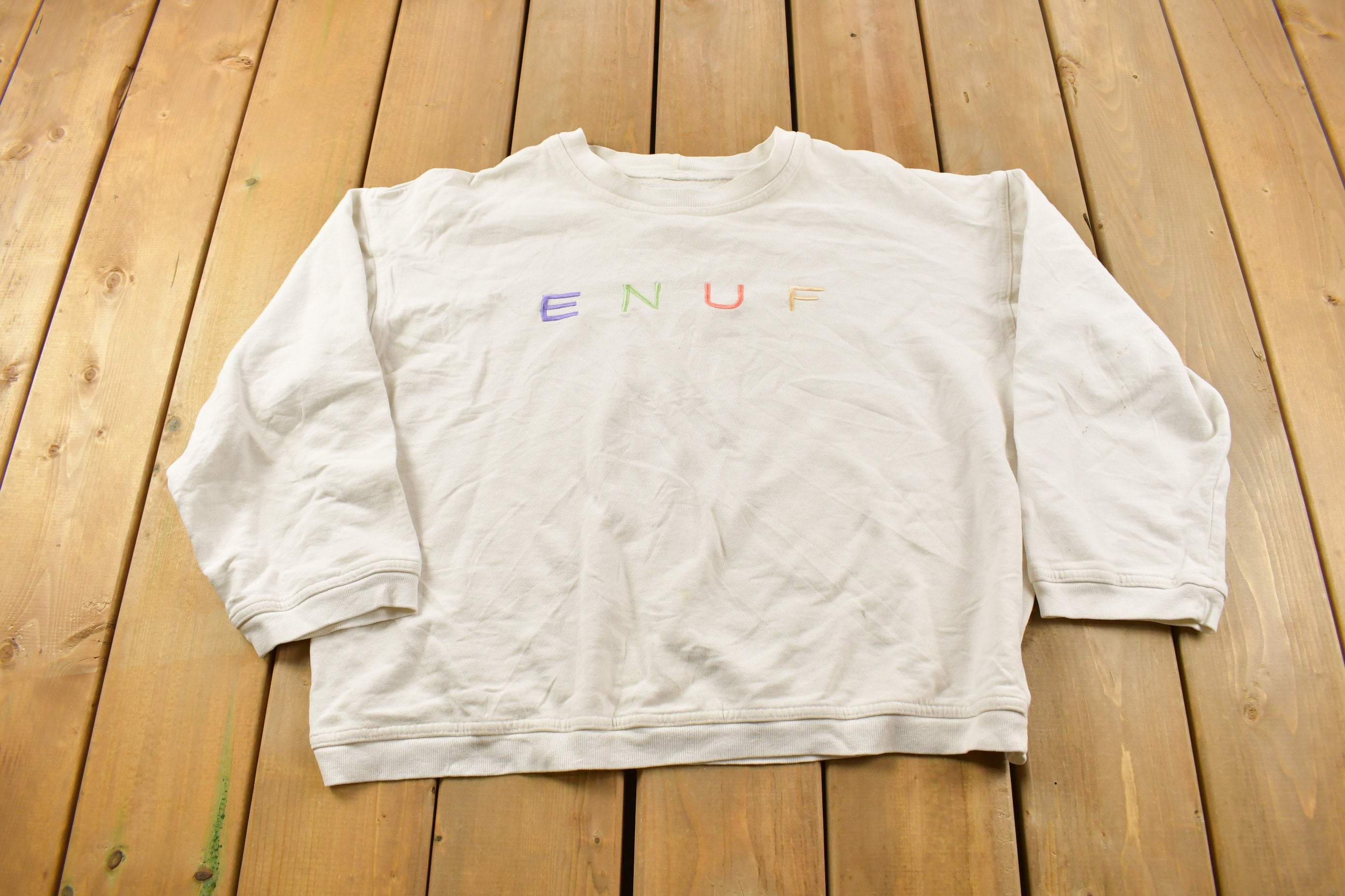 Vintage 1990s Enuf Internationale Embroidered Graphic Crewneck Sweatshirt