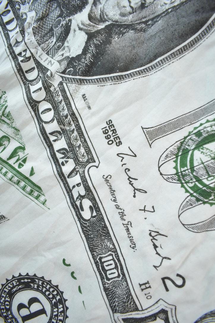 Vintage 1991 100 Dollar Bill All Over Print Graphic T Shirt