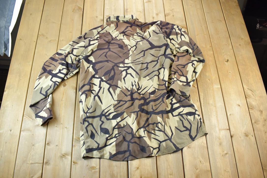Vintage 1990s LL Bean Camo Button Up Sweatshirt Made In USA