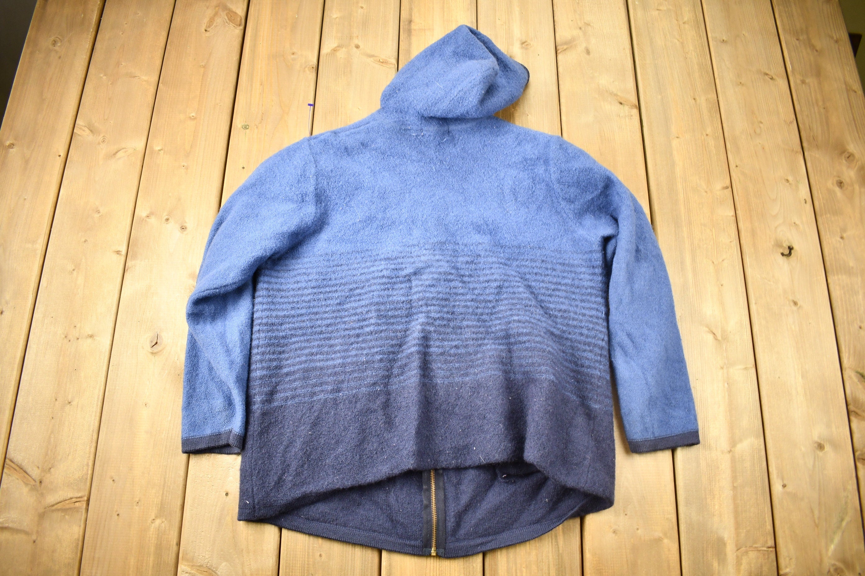 Vintage 1990s Karen Scott Color Gradient 100% Wool Hoodie