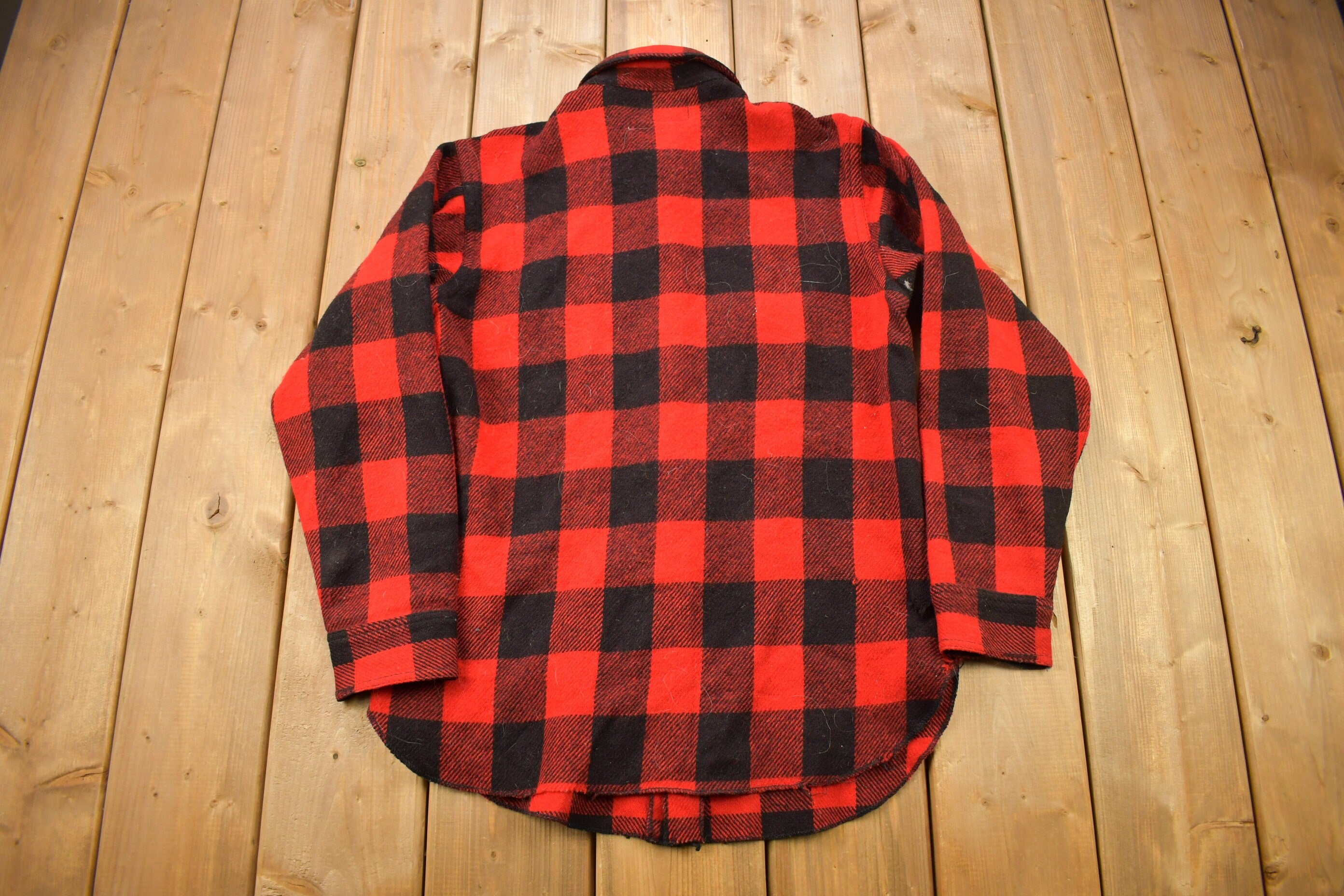 Vintage 1960s Johnson Wool Buffalo Plaid Hunting Togs Shirt