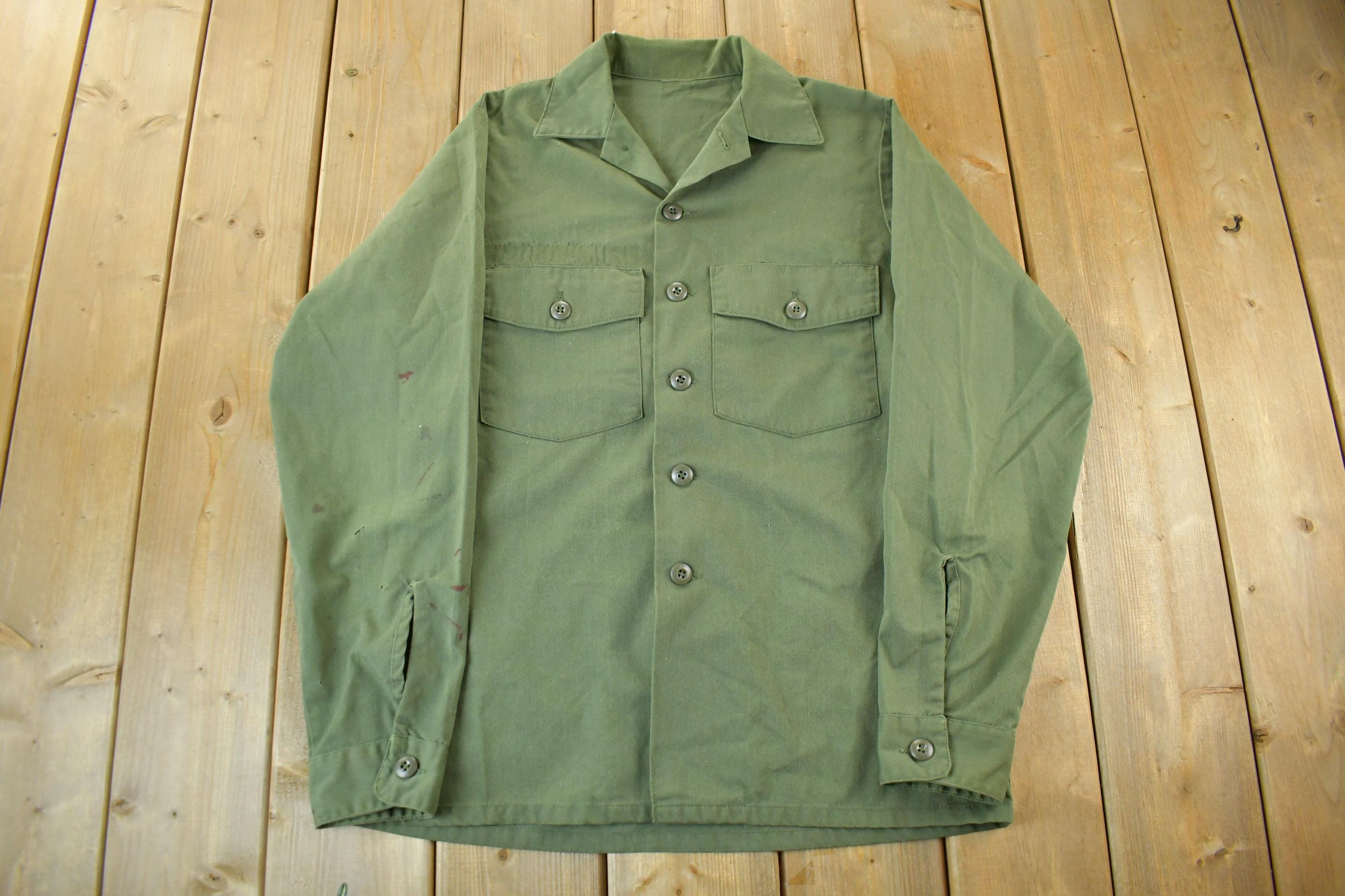 Vintage 1960s OG-107 Military Sateen Shirt Men's Large