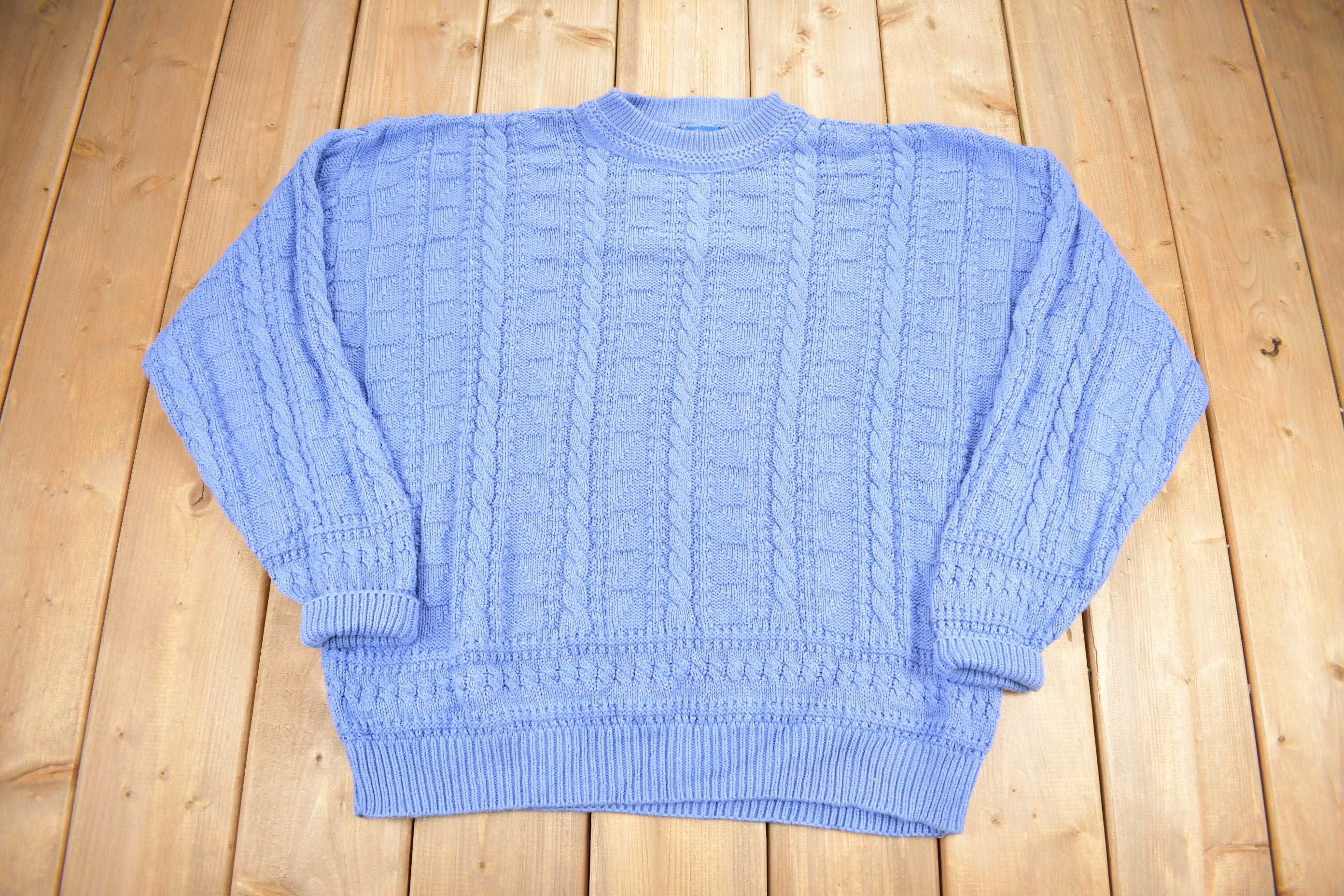 Vintage 1990s Pendleton Country Traditionals 100% Wool Cable Knit Crewneck Sweater