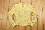 Vintage 1970s Bobbie Brooks Striped Yellow Button Up Shirt
