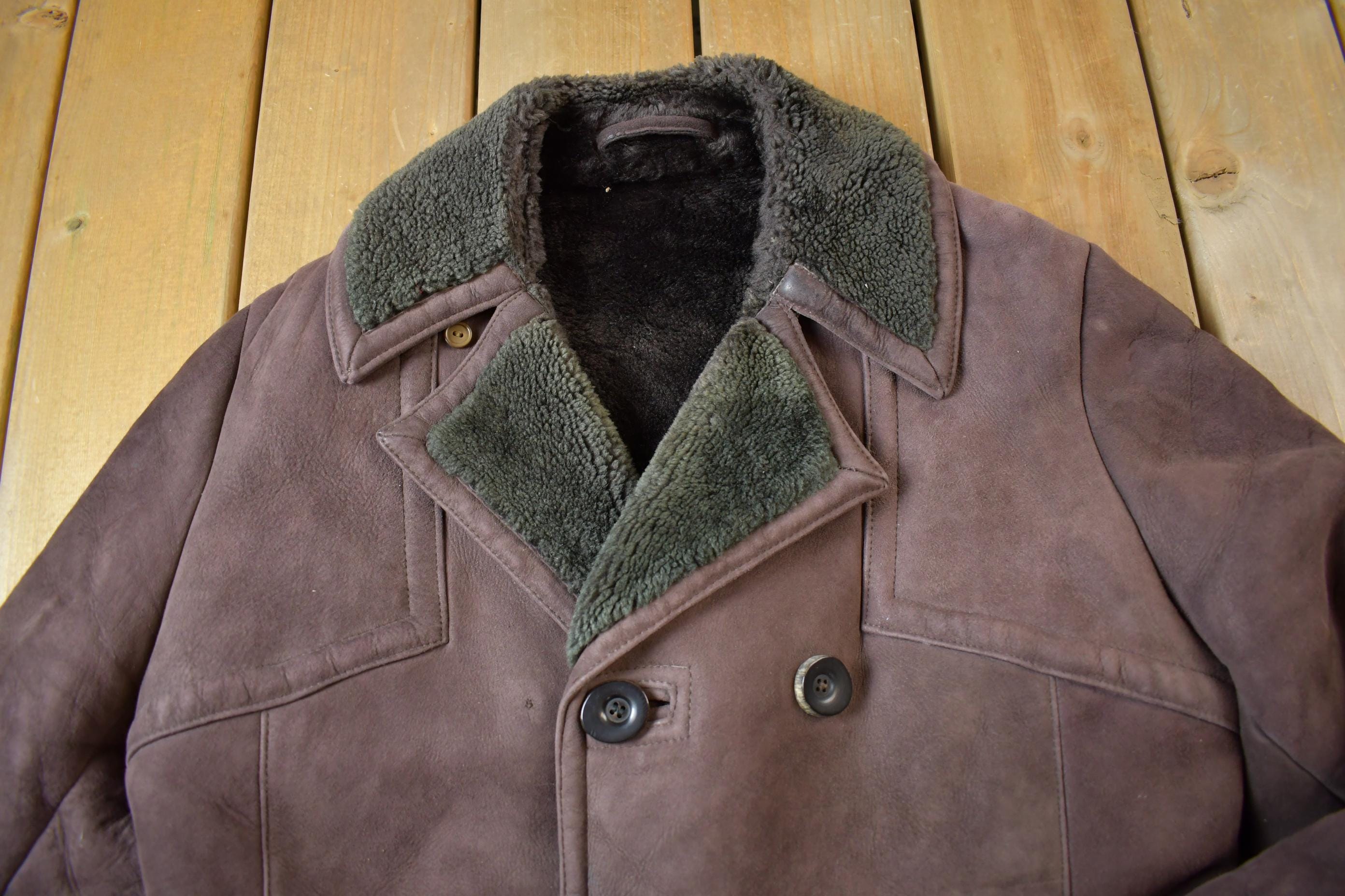 Vintage 1980s Double Breasted Full Shearling Jacket - Made in England