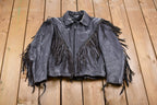 Vintage 1990s Leather Fringe Biker Jacket