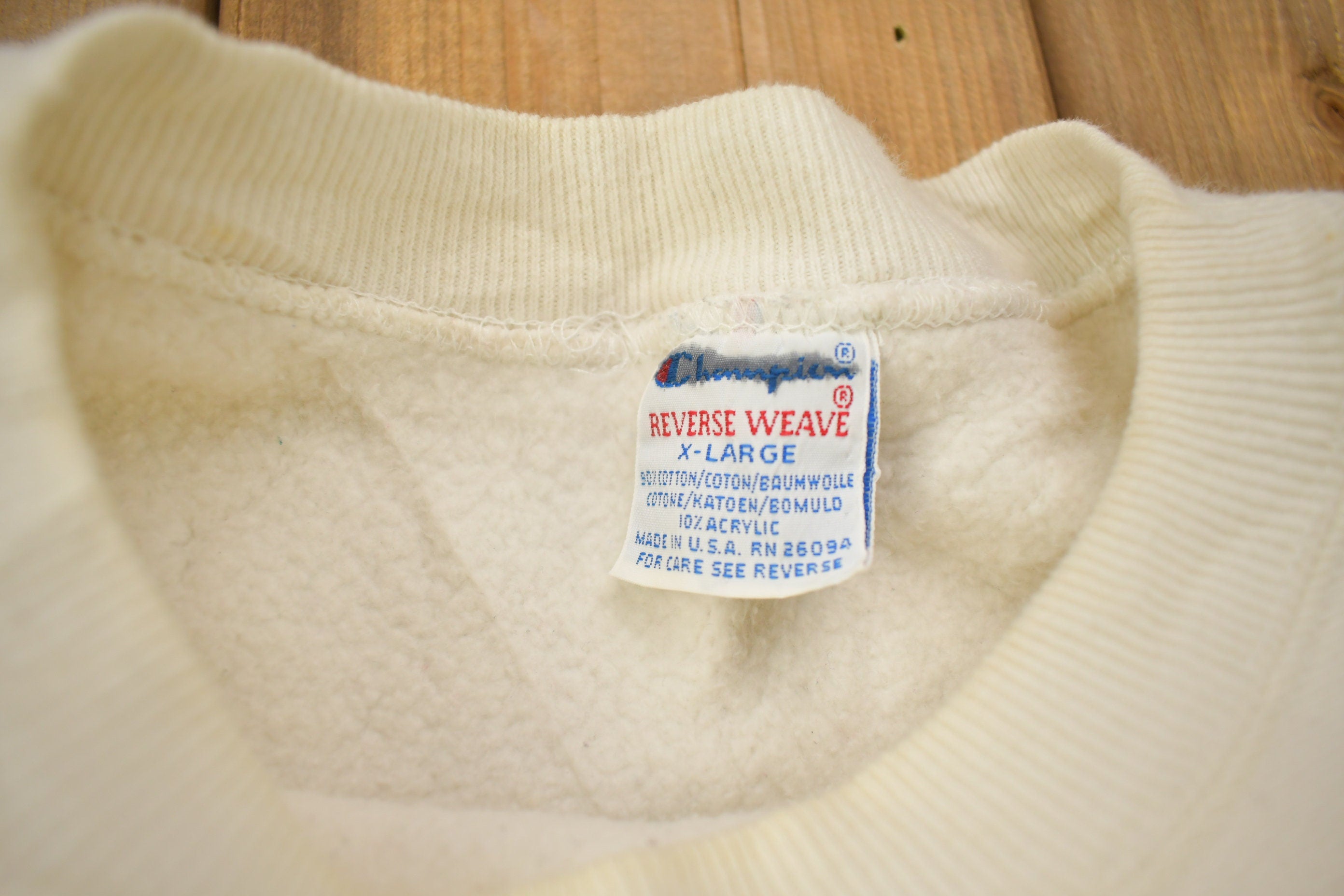 Vintage 1990s Blank White Champion Reverse Weave Crewneck