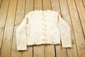 Vintage 1960s Off White 100% Wool Knit Cardigan
