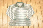 Vintage 1990s Rue Quarter Zip Striped Knit Sweater Women's L