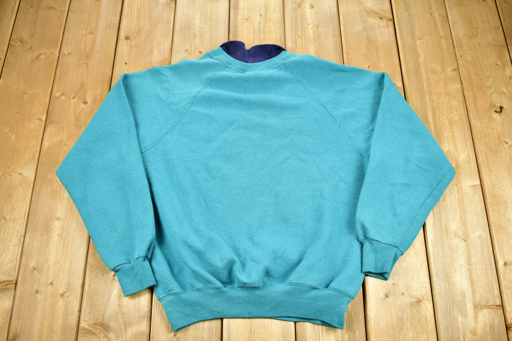 Vintage 1980s Embroidered Hearts Graphic Raglan Cut Crewneck