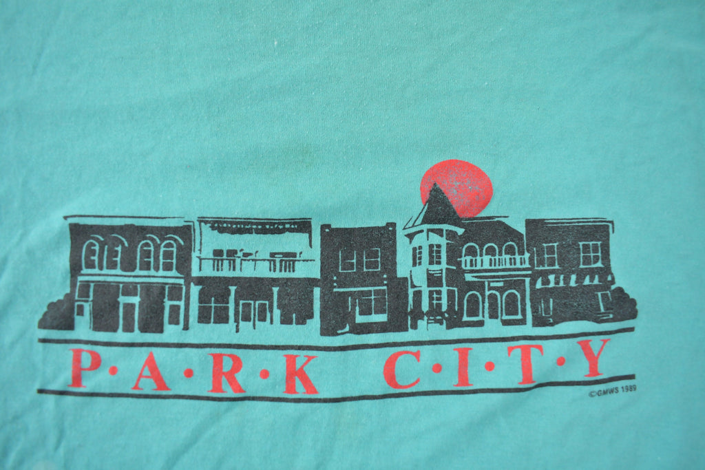 Vintage 1989 Park City Utah Souvenir Travel T Shirt Made In USA Size L