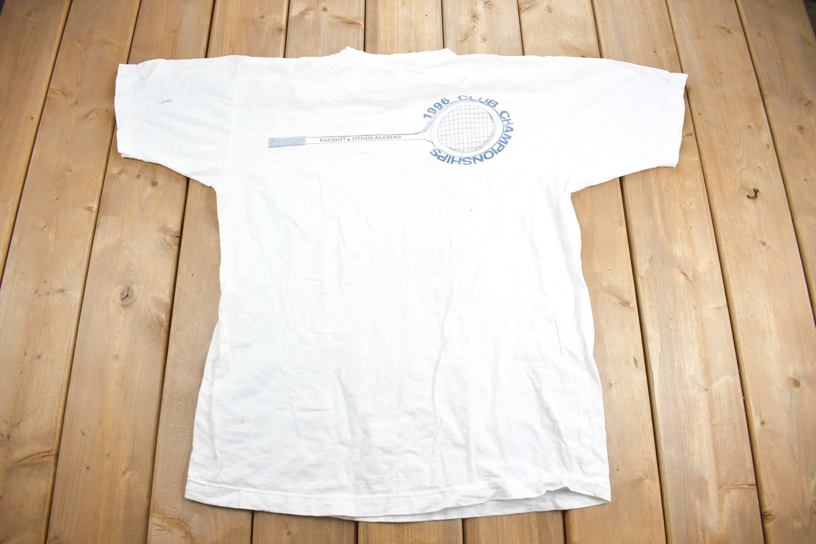 Vintage 1996 Racquet & Fitness Academy Club Championships Graphic T Shirt