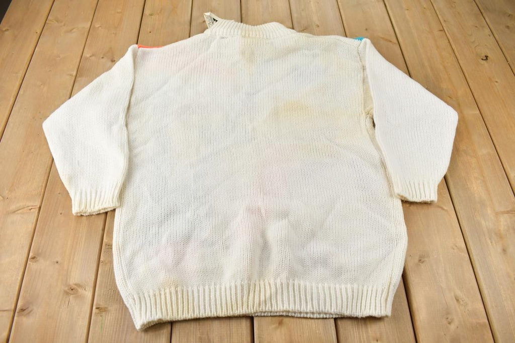 Vintage 1990s Deadstock Shadows Abstract Pattern Knit Mock Neck Sweater Size 40